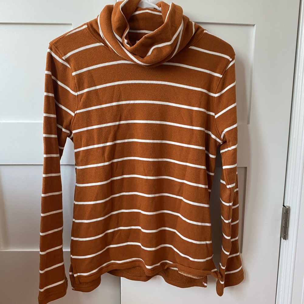 J Crew orange striped turtleneck